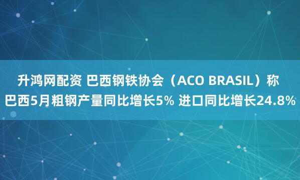 升鸿网配资 巴西钢铁协会（ACO BRASIL）称 巴西5月粗钢产量同比增长5% 进口同比增长24.8%